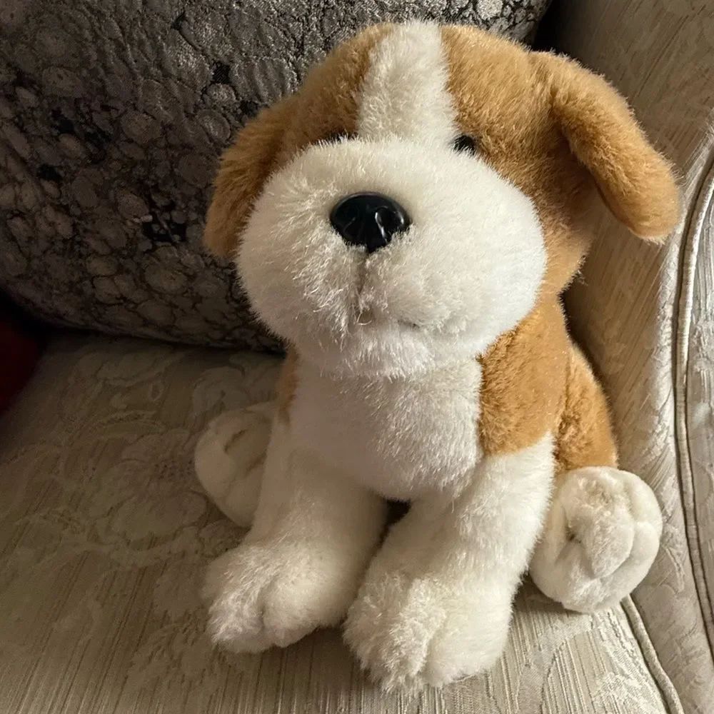 Vintage Plush Dog Dan Dee Collectors Choice White Tan Puppy Stuffed Animal